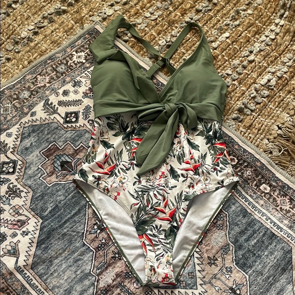 Green Floral One-Piece Swimsuit